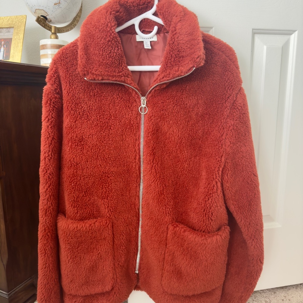 Topshop Rust Teddy Jacket